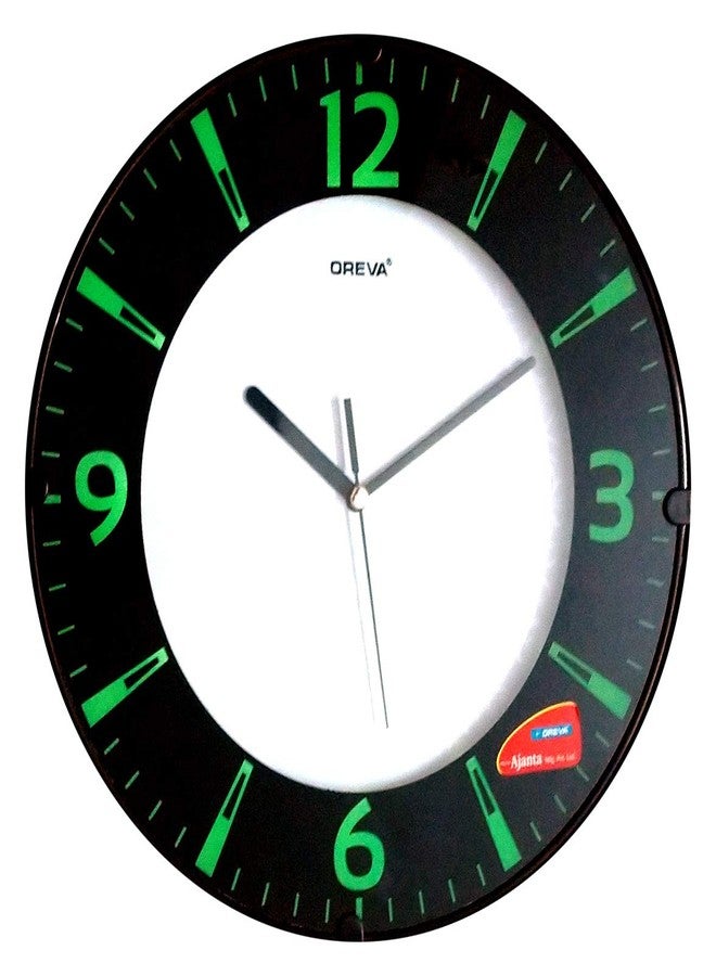 أوريفا ساعة حائط دائرية بلاستيكية تناظرية بإضاءة خلفية من Oreva (32 سم × 32 سم × 4 سم، LED أخضر، AQ 1667) - Image 1